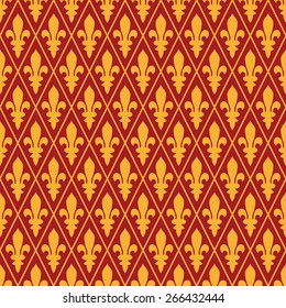 Seamless luxury red and gold medieval diamond pattern vector