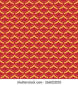 Seamless Luxury Red And Gold Oriental Fish Scales Pattern Vector