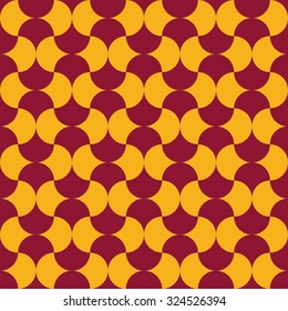 Seamless luxury vinous red and yellow retro op art pattern vector