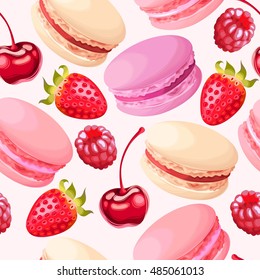 Seamless macaron and berries