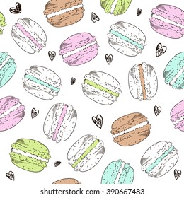 Seamless macaron pattern on white background. Great to promote your business or for packaging.