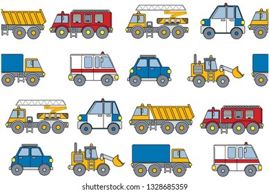 seamless machine toys wallpaper  pattern printing for children for boys special construction cars vehicle  trucks