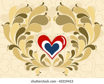 seamless macro background with artwork and romantic heart