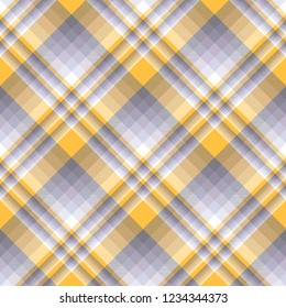 Seamless madras plaid pattern in orange and pastel purple.