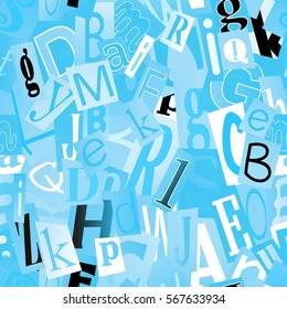 Seamless magazine letter collage pattern.