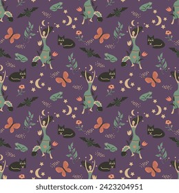 Seamless magic decorative vector pattern