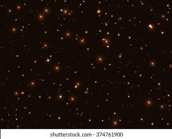 Seamless magic yellow night sky star pattern black background. Golden endless abstract space texture vector illustration. 