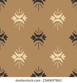 Patrón mágico sin brillo en estilo boho. Composición de una media luna y flores. Diseño plano, dibujado a mano, dibujos animados.