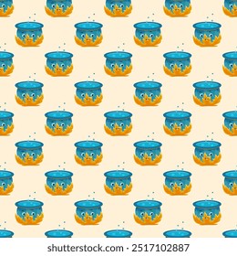 Seamless magical pattern with a witchs cauldron for Halloween