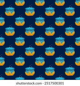 Seamless magical pattern with a witchs cauldron for Halloween