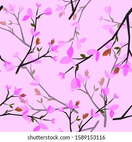 Seamless Magnolia Flower Pattern  Vector Illustration EPS 10 