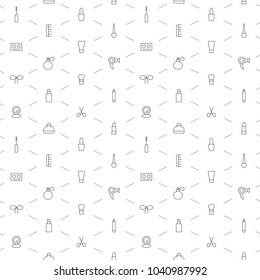 Seamless Make Up Icons Pattern Grey On White Background