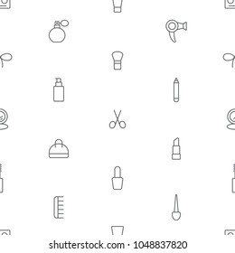 Seamless make up icons pattern grey on white background