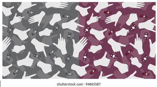 Seamless male hands gesture pattern