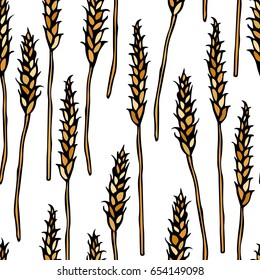 Seamless with Malt. Isolated On a White Background Realistic Doodle Cartoon Style Hand Drawn Sketch Vector Illustration. Beer Pattern.