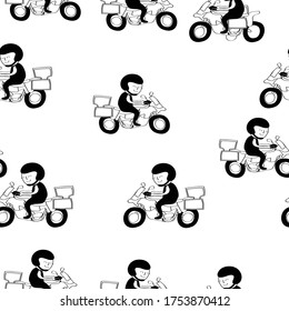 Seamless  man with big bike  pattern  background  for design vector eps.10