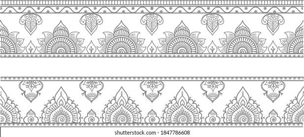 Seamless Mandala Border, Elegant Mandala Seamless Border
