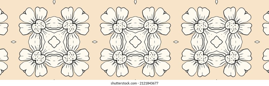 seamless mandala carpet corner, paisley rug vector illustration