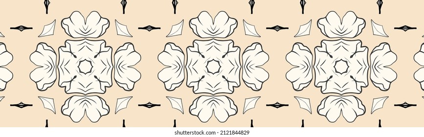seamless mandala carpet corner, paisley rug vector illustration