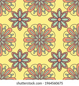 Seamless Mandala Color Pattern Graphic. Perfect for modern wallpaper, fabric, 
home decor, and wrapping projects.