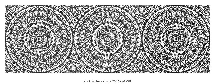 Vector floral inconsútil del modelo del mandala, flores abstractas del diseño, blanco y negro, diseño floral repetido del modelo para el fondo, telón de fondo, Fondo de pantalla.