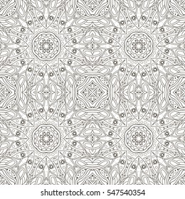 Seamless Mandala. Seamless oriental pattern. Doodle drawing. Hand drawing. Yoga, relaxation, floral coloring motifs