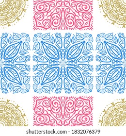 Seamless mandala pattern. Abstract indian diwali floral ornament. Vector illustration