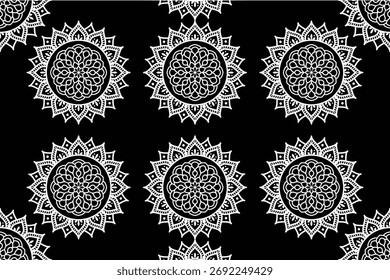 Seamless Mandala Pattern in Black and White