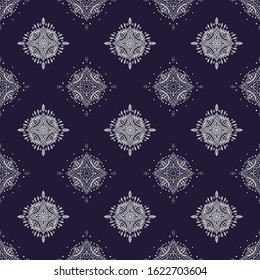 Seamless Mandala Pattern with dark color background