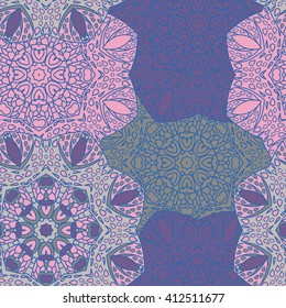 Seamless mandala pattern. Ethnic decorative elements. Hand drawn background. Vector illustration. Boho surface design