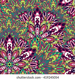 Seamless mandala pattern. Hand drawn background.