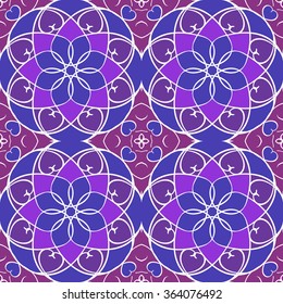 Seamless mandala pattern. Islamic motifs. Kaleidoscope.