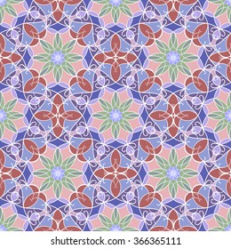 Seamless mandala pattern. Islamic motifs. Kaleidoscope.