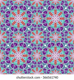Seamless mandala pattern. Islamic motifs. Kaleidoscope.