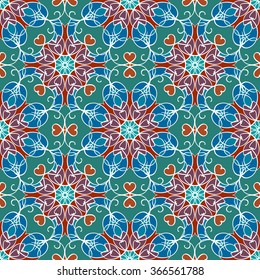 Seamless mandala pattern. Islamic motifs. Kaleidoscope.