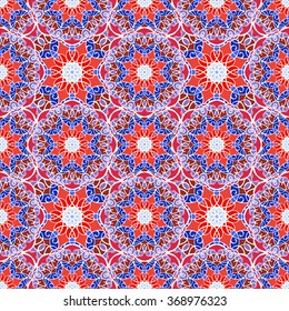 Seamless mandala pattern. Islamic motifs. Kaleidoscope.