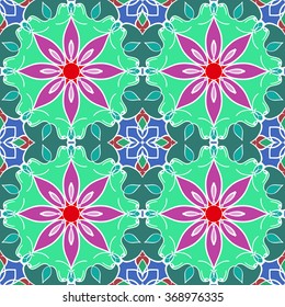 Seamless mandala pattern. Islamic motifs. Kaleidoscope.