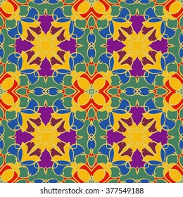 Seamless mandala pattern. Islamic motifs. Kaleidoscope.