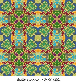 Seamless mandala pattern. Islamic motifs. Kaleidoscope.