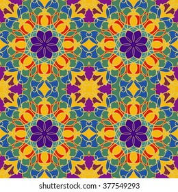 Seamless mandala pattern. Islamic motifs. Kaleidoscope.