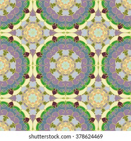 Seamless mandala pattern. Islamic motifs. Kaleidoscope.