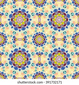Seamless mandala pattern. Islamic motifs. Kaleidoscope.
