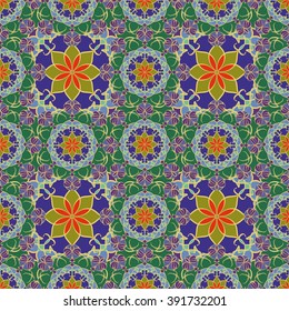 Seamless mandala pattern. Islamic motifs. Kaleidoscope.