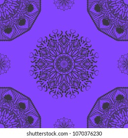 Seamless mandala pattern on purple background