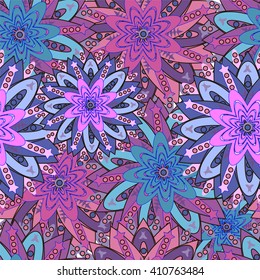 Seamless mandala pattern. Oriental, Asian motifs. Flower pattern for printing on fabric, paper, and other creative projects. Vector illustration.