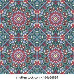 Seamless Mandala pattern. Seamless ornament for your creativity. Blue color