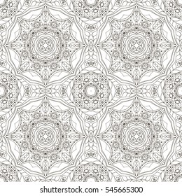 Seamless Mandala pattern. Seamless ornament for your creativity. Zentangl doodle pattern. Coloring