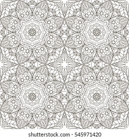 Seamless Mandala pattern. Seamless ornament for your creativity. Zentangl doodle coloring pattern