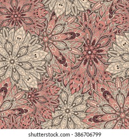 Seamless mandala pattern for printing on fabric or paper. Hand drawn background. Islam, Arabic, Indian, ottoman motifs.