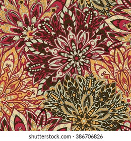 Seamless mandala pattern for printing on fabric or paper. Hand drawn background. Islam, Arabic, Indian, ottoman motifs.